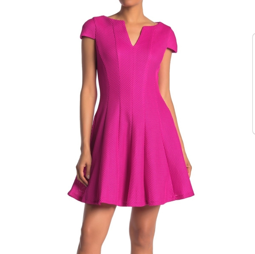 JULIA JORDAN CAP-SLEEVE MESH FIT & FLARE